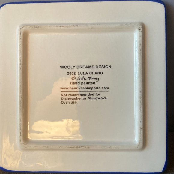 Vintage Wooly Dreams 6 inch Square Plate Cows Taking a Bubble Bath Lula Chang - Picture 3 of 3